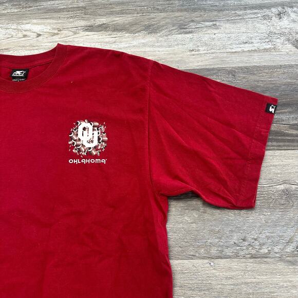 Vintage Starter Oklahoma Sooners Red L‎ Short Sleeve Football T-Shirt 90s y2k - Picture 4 of 10